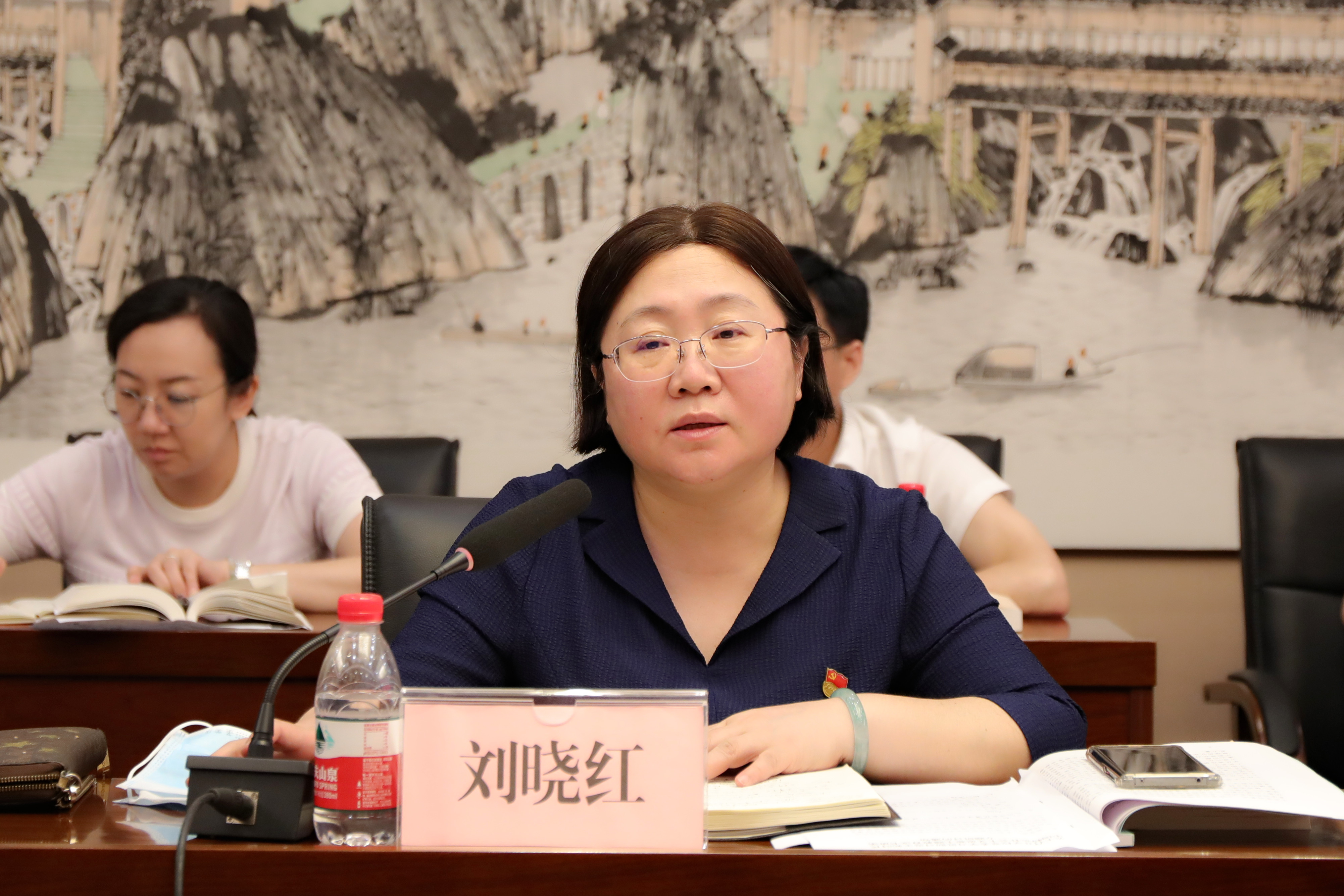 學校黨委書記劉曉紅主持會議